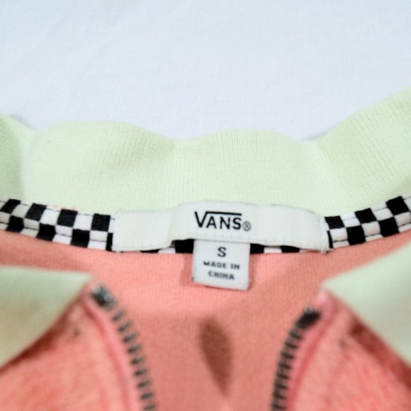 Vans Short Sleeve Terry Cloth Peach + Black & White Checkered Shirt: Size Small - Picture 4 of 5